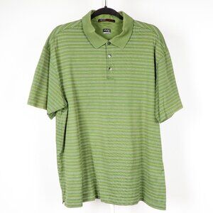 Nike Fit Dry Polo Shirt XL Men Tiger Woods Golf Green Striped Short Sleeve
